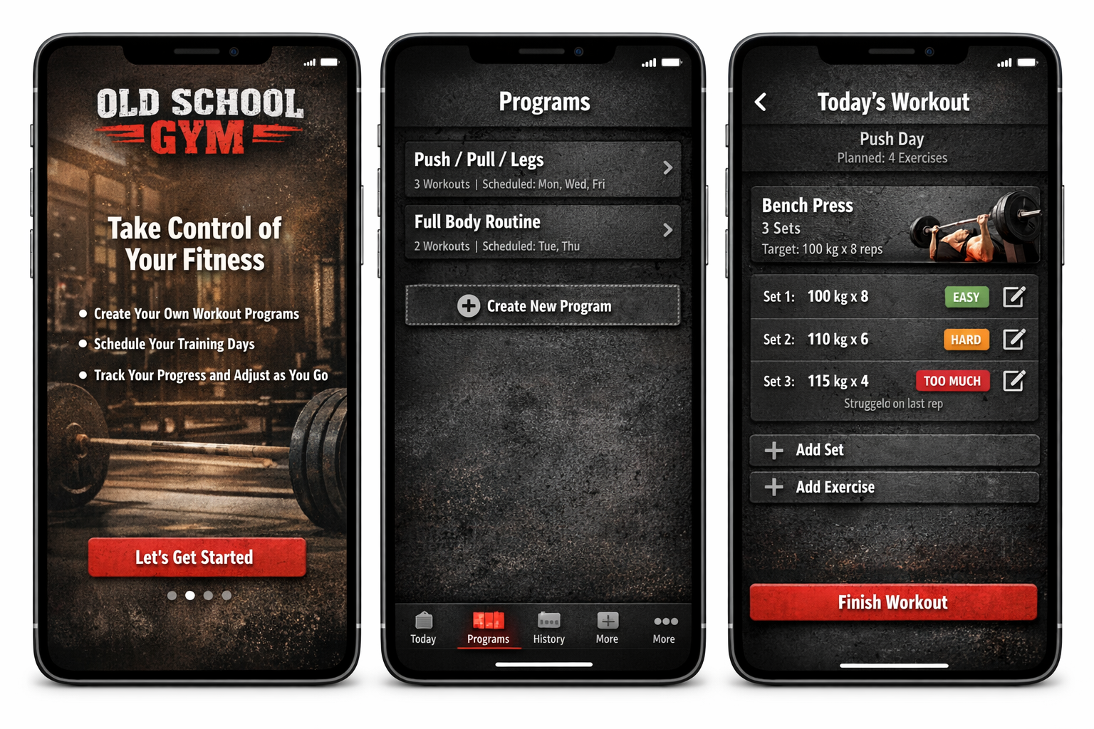 Old School Gym app previews